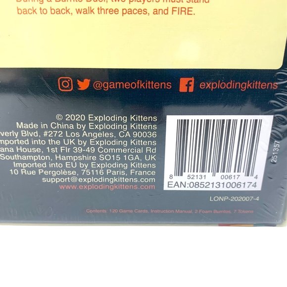Throw Throw Burrito Dodgeball Card Game Exploding Kittens Factory Sealed Box New - Picture 6 of 10